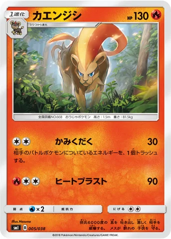 カエンジシ — スターターセット「炎のブースターGX」「水のシャワーズGX」「雷のサンダースGX」 005/038 등급 표기 없음